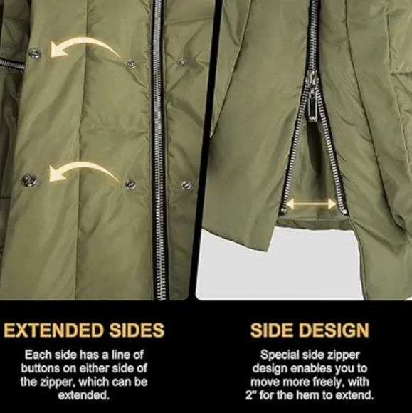 Orolay 90% duck down mid length zipper coat pocket hood blogger fav oversized xs - Picture 11 of 13